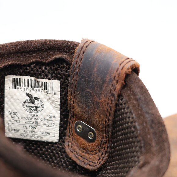 Georgia Wellington Men's Size 12 W Brown Leather Athens Waterproof Work Boots - Picture 3 of 10